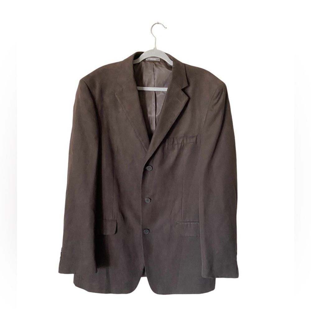 Apt 9 Notch Suede Brown Blazer Collar Faux Size 44L